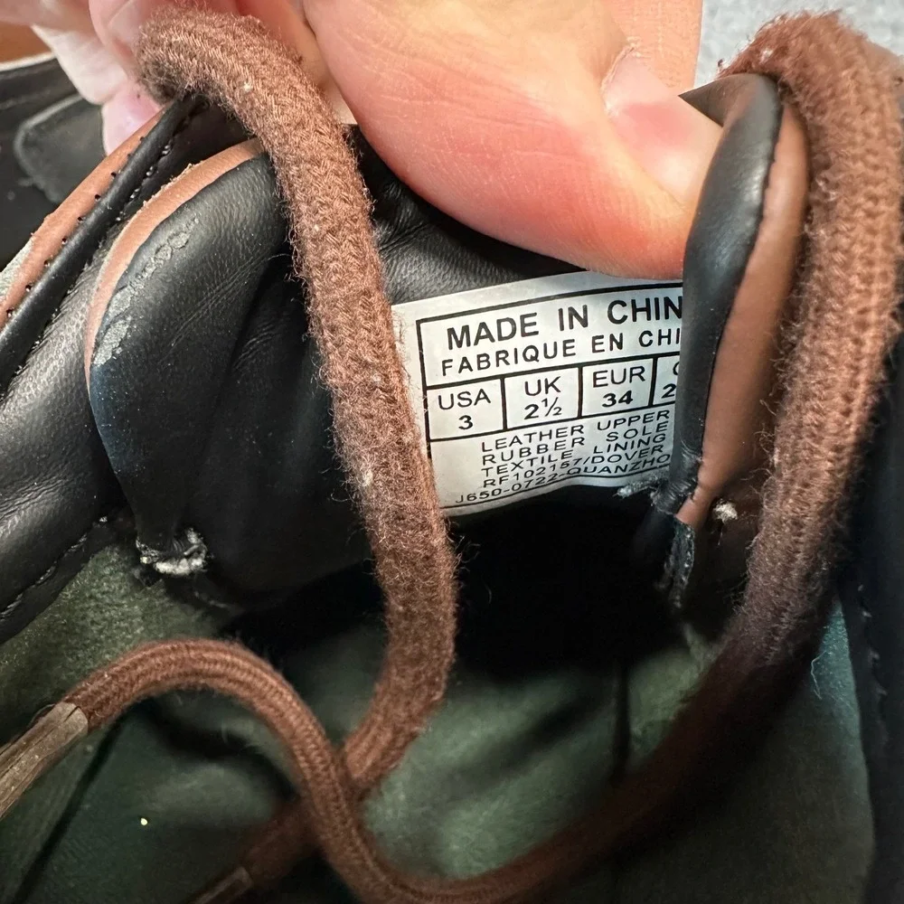 Polo Ralph Lauren Dover Kids Leather Duck Boots Brown Black Size 3 RF102157